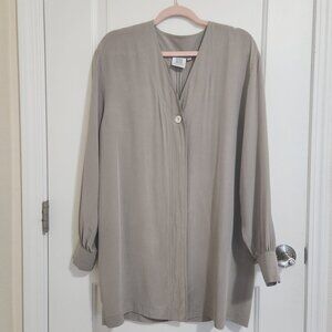 Madeleine Pure Silk Button-Front Cardigan Taupe XS to M